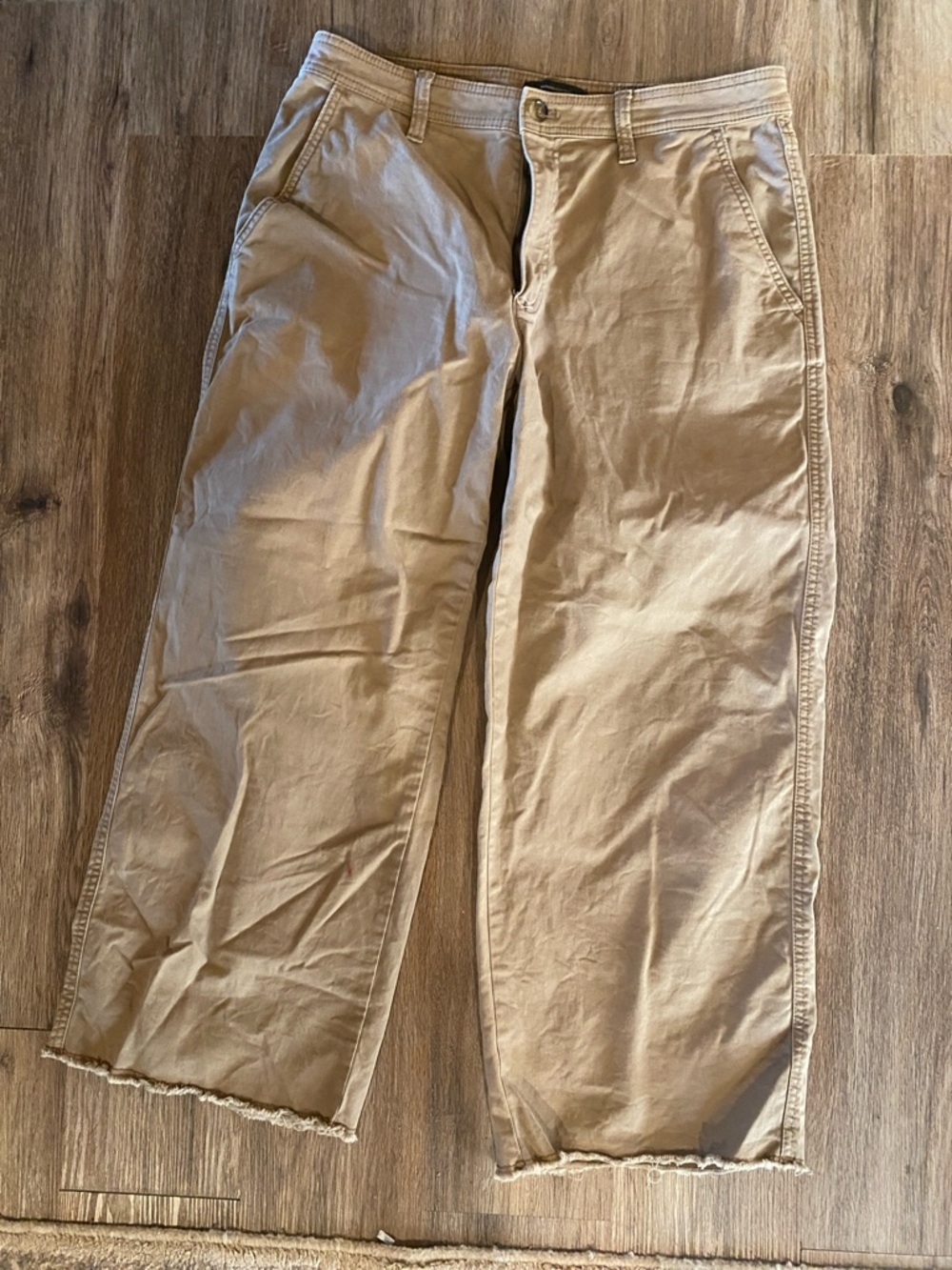 Banana republic wide-leg high-rise 10 cropped khaki tan pants New